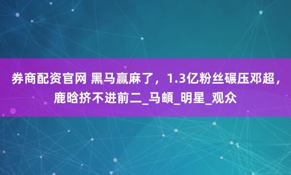 券商配资官网 黑马赢麻了，1.3亿粉丝碾压邓超，鹿晗挤不进前二_马頔_明星_观众